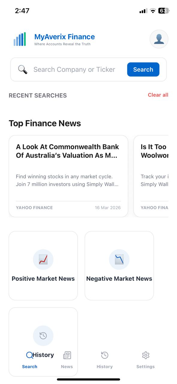 MyAverix Finance app preview